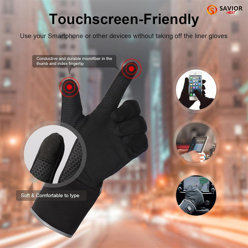 Load image into Gallery viewer, SNOW DEER Heated Glove Liners,Electric Heated Thin Gloves with Remaining Power Display,Rechargeable Hand Warmers,Suitable for Winter Driving,Typing,Running
