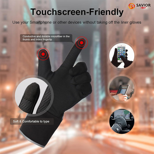 SNOW DEER Heated Glove Liners,Electric Heated Thin Gloves with Remaining Power Display,Rechargeable Hand Warmers,Suitable for Winter Driving,Typing,Running