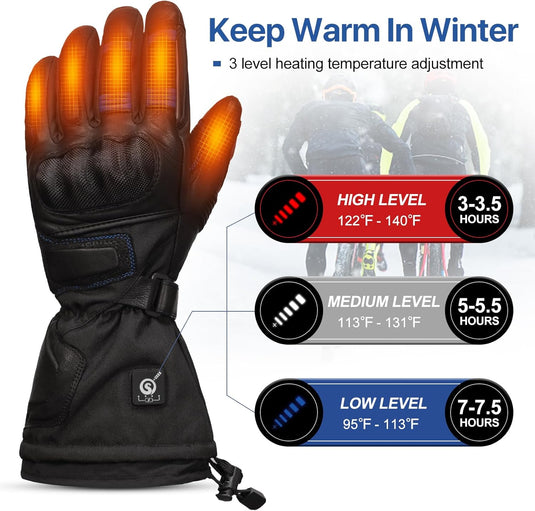 SNOW DEER Heated Motorcycle Gloves for Men Women，Touchscreen 7.4V 3000mAh Rechargeable Battery Electric Gloves for Cycling Riding Snowmobile Skiing