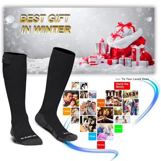 SNOW DEER Heated Socks for Winter Sports - 3 Temp Levels,100% Cotton, Blood Circulation, Ideal for Skiing/Hiking/Camping