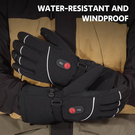 SNOW DERR Heated Gloves for Men Rechargeable Waterproof Winter,Machine Washable Electric Heating Ski Glove for Hiking Motorcycling Camping Fishing Cold Weather Hand Warmers