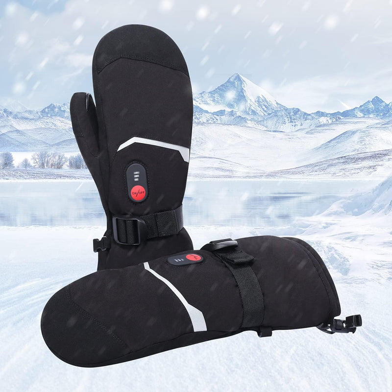 Load image into Gallery viewer, Snow Deer Heated Mittens Gloves for Men Women, Palm &amp; Handback Heated Rechargeable Electric Ski Snow Mitts with 7.4V 2200mAh Battery for Winter Skating Camping Hunting Hiking Running
