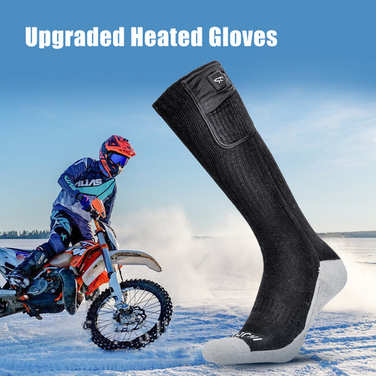 SNOW DEER Heated Socks for Winter Sports - 3 Temp Levels,100% Cotton, Blood Circulation, Ideal for Skiing/Hiking/Camping