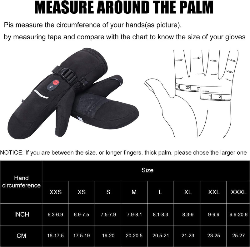 Load image into Gallery viewer, Snow Deer Heated Mittens Gloves for Men Women, Palm &amp; Handback Heated Rechargeable Electric Ski Snow Mitts with 7.4V 2200mAh Battery for Winter Skating Camping Hunting Hiking Running
