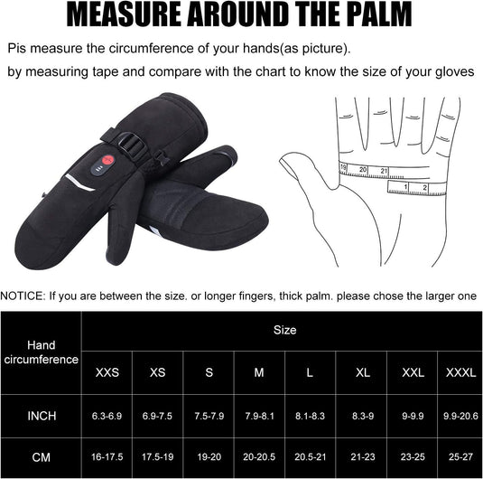 Snow Deer Heated Mittens Gloves for Men Women, Palm & Handback Heated Rechargeable Electric Ski Snow Mitts with 7.4V 2200mAh Battery for Winter Skating Camping Hunting Hiking Running