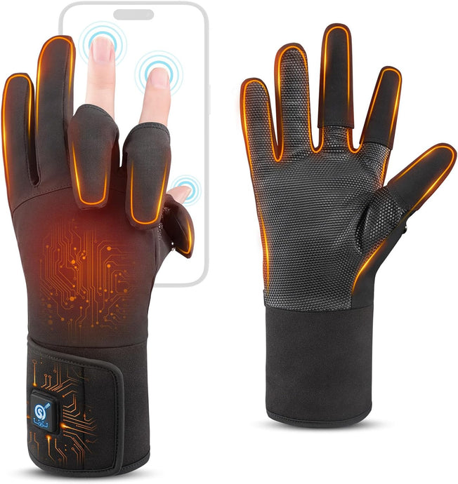 SNOW DEER Heated Fishing Gloves for Women Men Rechargeable Waterproof,Finger Dexterity Electric Heated Gloves for Cold Weather,Winter Hand Warmers Gloves for Hunting Photography Cycling Working
