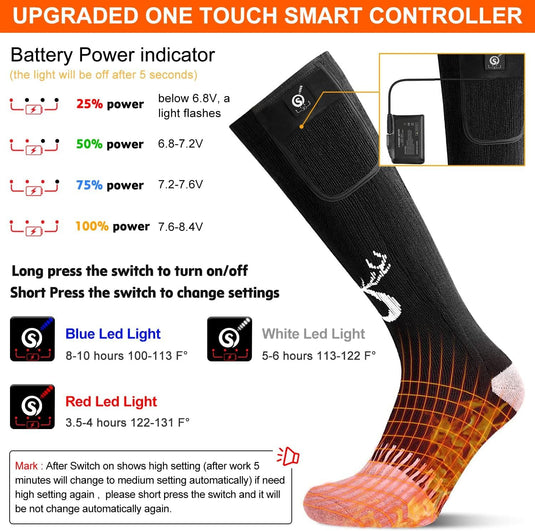 SNOW DEER Electric Heated Socks, Suitable for Both Genders – Ultimate Winter Companion for Hunting, Fishing, Camping, Trekking, & Ski Expeditions