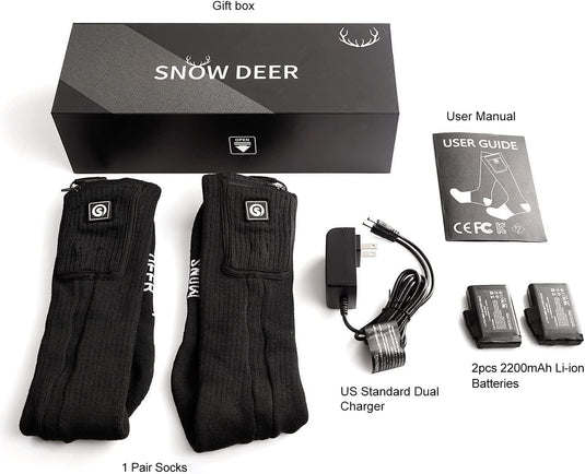 SNOW DEER Electric Heated Socks, Suitable for Both Genders – Ultimate Winter Companion for Hunting, Fishing, Camping, Trekking, & Ski Expeditions