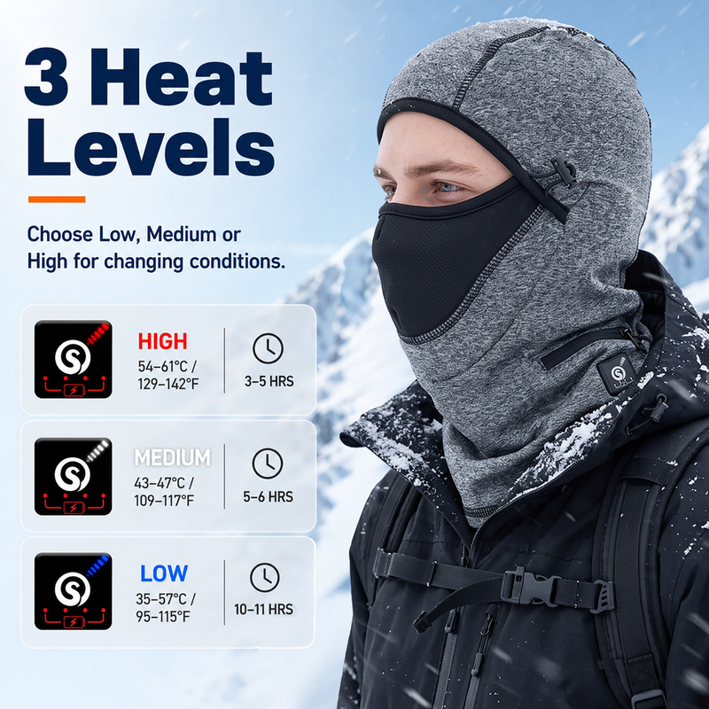 Load image into Gallery viewer, SNOW DEER Heated Ski Mask Balaclava, Electric Windproof Thermal Fleece Heated Face Mask with 3 Heat Levels, 7.4V Rechargeable Heated Balaclava for Skiing Cycling Hiking Snowmobile Winter Outdoor
