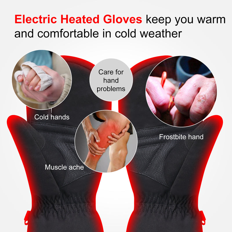 Load image into Gallery viewer, SNOW DEER Heated Ski Mittens 3-Finger Gloves Electric Rechargeable Battery Mitts for Men Women Kids Winter Snowboard Motorcycle Skating Camping Hunting
