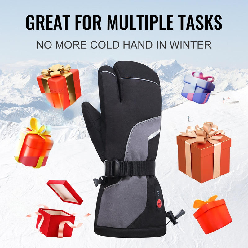 Load image into Gallery viewer, SNOW DEER Heated Ski Mittens 3-Finger Gloves Electric Rechargeable Battery Mitts for Men Women Kids Winter Snowboard Motorcycle Skating Camping Hunting
