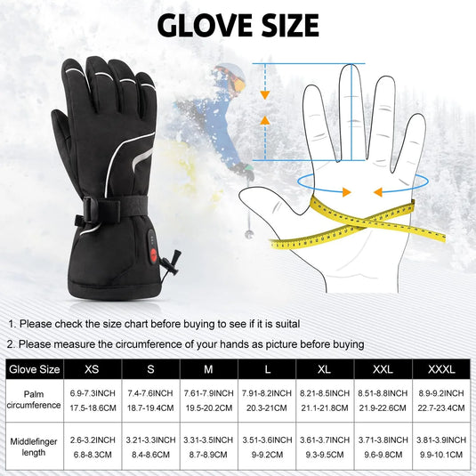 SNOW DEER Heated Gloves for Men Women - Electric Rechargeable Battery Heated Motorcycle Gloves,Winter Waterproof Warm Gloves Skiing Snowmobile Hands Gloves Best Gift