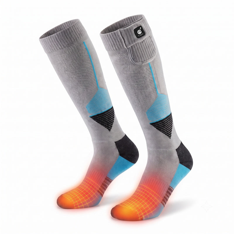 Load image into Gallery viewer, SNOW DEER Rechargeable Heated Ski Socks for Men Women, 7.4V Electric Thermal Ski Foot Warmers, 3 Temp Settings Auto Anti-Scald Heating Socks for Skiing Snowboarding Subzero Winter Snow Sports
