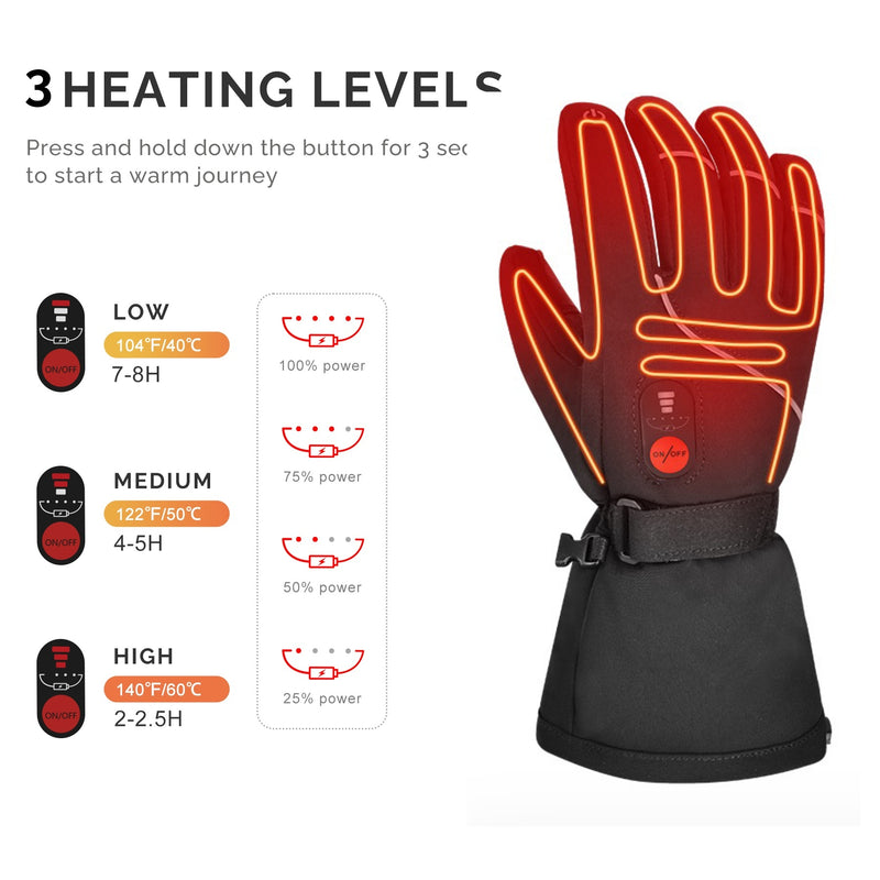 Load image into Gallery viewer, SNOW DEER Heated Gloves for Men Women Rechargeable Heated Ski Gloves Touchscreen Waterproof Electric Heated Fishing Gloves for Winter Outdoor Work Skiing Hiking Camping Raynaud Riding
