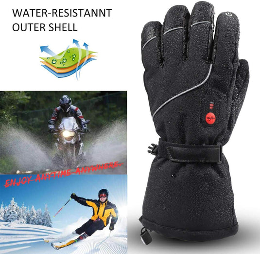 SNOW DEER Heated Gloves for Men Women Rechargeable Heated Ski Gloves Touchscreen Waterproof Electric Heated Fishing Gloves for Winter Outdoor Work Skiing Hiking Camping Raynaud Riding