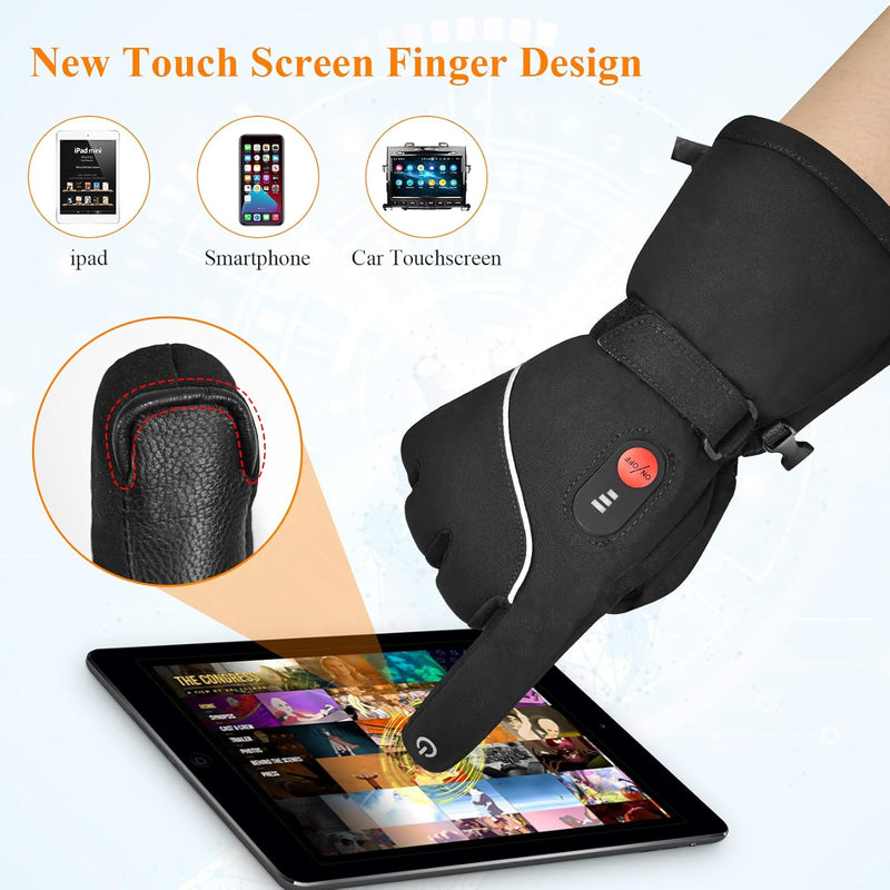 Load image into Gallery viewer, SNOW DEER Heated Gloves for Men Women Rechargeable Heated Ski Gloves Touchscreen Waterproof Electric Heated Fishing Gloves for Winter Outdoor Work Skiing Hiking Camping Raynaud Riding
