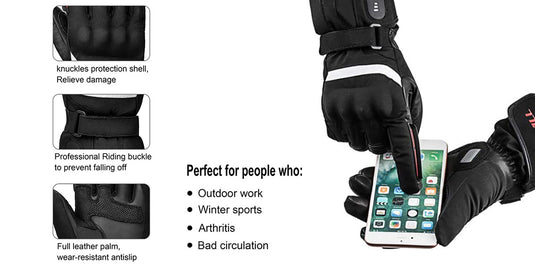 SNOW DEER Heated Gloves for Men Women, Temperature Display Heated Motorcycle Gloves, 2200mAh Rechargeable Battery Winter Gloves for Skiing Motorcycle Cycling Fishing Hunting