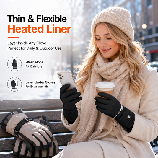 SNOW DEER Heated Glove Liners for Men Women, 7.4V Rechargeable Thin Electric Thermal Gloves for Winter Commute Typing Driving Walking Dog Walking