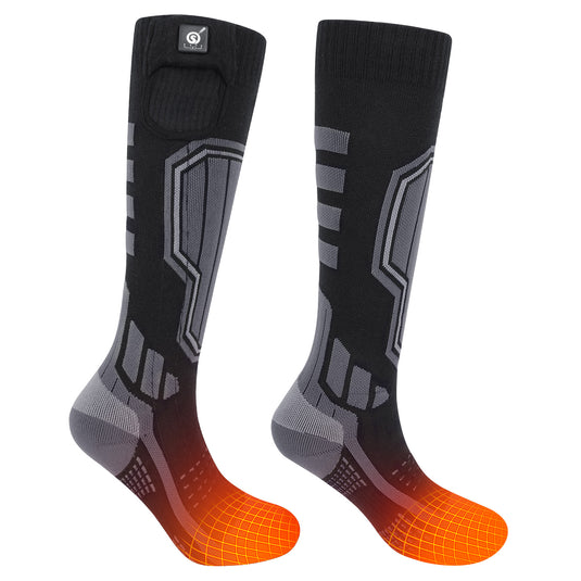 SNOW DEER Heated Ski Socks for Men Women, 7.4V Rechargeable Electric Thermal Socks with 55℃ Auto Overheat Protection, 16H Long Lasting Warmth, 3 Temperature Settings, for Skiing Snowboarding Winter