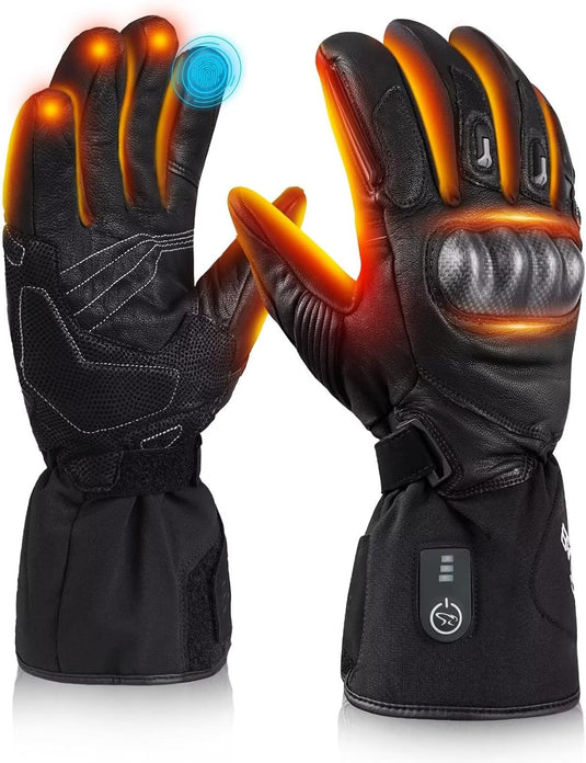 Heated Gloves for Men Women Heated Motorcycle Glove Electric Waterproof Heating Gloves Touchscreen Rechargeable Battery Hand Warmers w/ 12V Motorcycle Wire for Outdoor Work Snowmobiles
