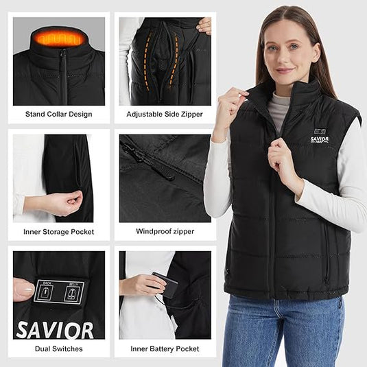 SNOW DEER Heated Vest for Women, Heated Jacket Clothing with Battery Pack Included Electric Heating for Hunting Fishing