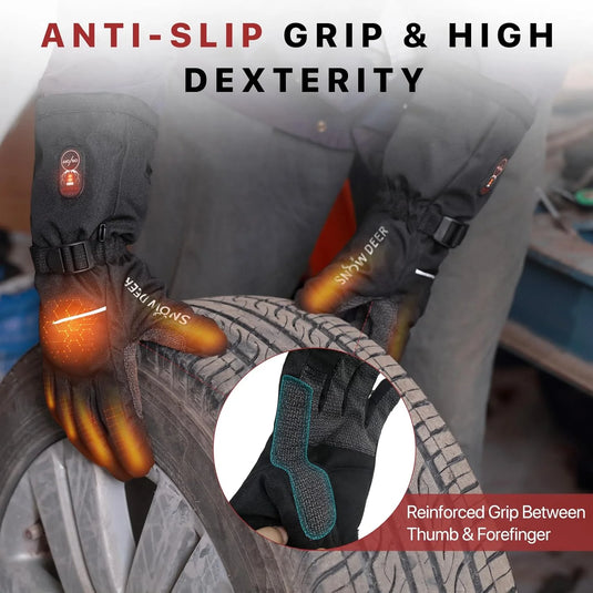 SNOW DEER Heated Work Gloves Men Rechargeable Waterproof, Cut-Resistance Heated Gloves for Men Women, Touchscreen Heated Working Gloves for Men Outdoor Work