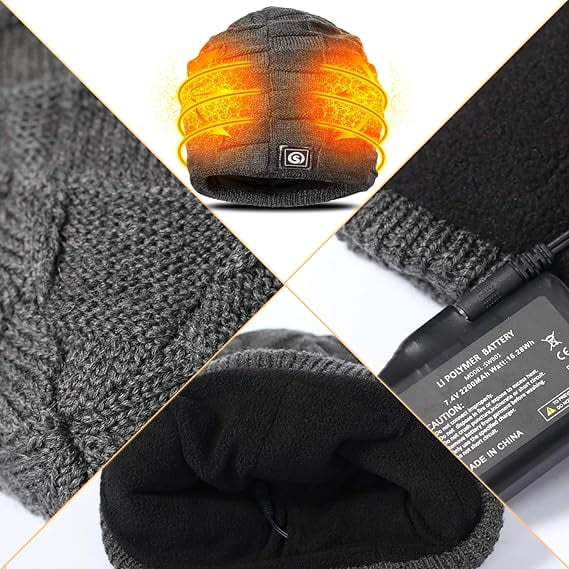 Load image into Gallery viewer, SNOW DEER Battery Heated Beanie Hat,Electric Rechargeable Warm Winter Heated Fleece Cap

