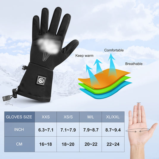 SNOW DEER Heated Gloves for Women Men Rechargeable Waterproof,Glove Liners Ski Snow Gloves for Cold Weather Winter Hand Warmers