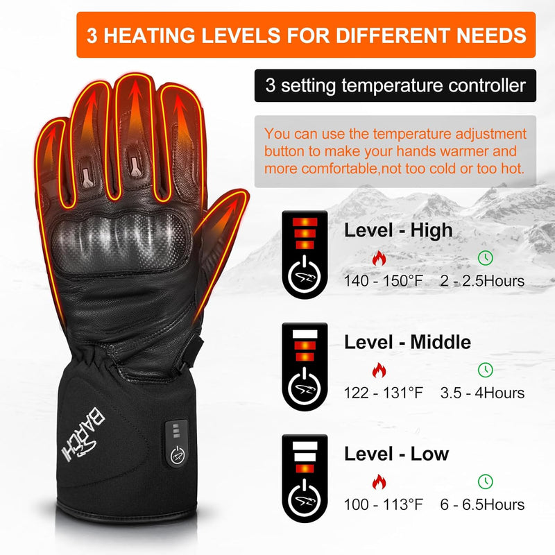 Load image into Gallery viewer, Heated Gloves for Men Women Heated Motorcycle Glove Electric Waterproof Heating Gloves Touchscreen Rechargeable Battery Hand Warmers w/ 12V Motorcycle Wire for Outdoor Work Snowmobiles
