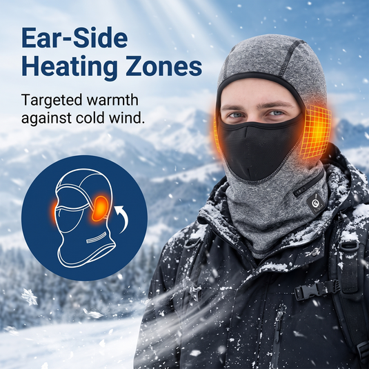 SNOW DEER Heated Ski Mask Balaclava, Electric Windproof Thermal Fleece Heated Face Mask with 3 Heat Levels, 7.4V Rechargeable Heated Balaclava for Skiing Cycling Hiking Snowmobile Winter Outdoor