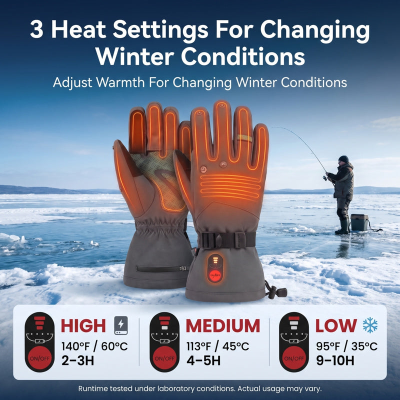 Load image into Gallery viewer, SNOW DEER Heated Fishing Gloves for Men Women, 10s Fast Heating Gloves with 3M Thinsulate Insulation, 3 Temperature Settings Waterproof Touchscreen Gloves for Winter Outdoor Fishing Hunting Hiking
