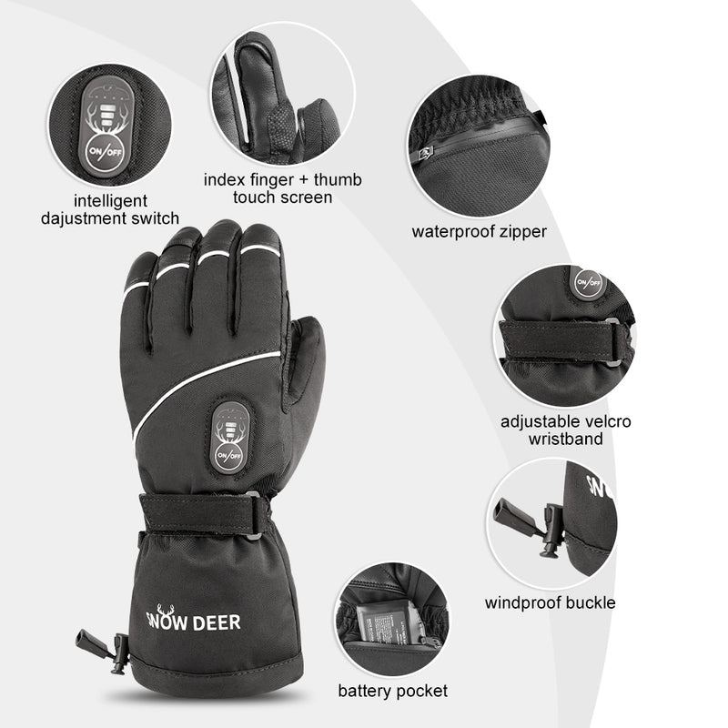 Load image into Gallery viewer, SNOW DEER Upgraded Heated Gloves Men Women,Ski Motorcycle Electric Battery Mittens Gloves
