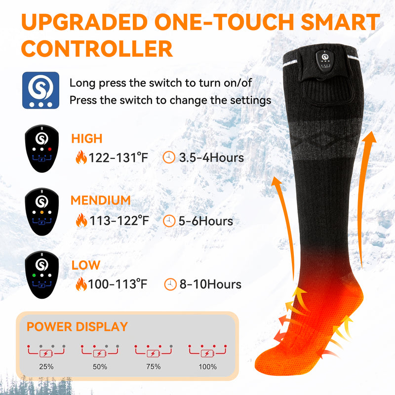 Load image into Gallery viewer, SNOW DEER Heated Socks, APP Control Electric Heated Socks for Men Women, Rechargeable Battery Powered Warm Socks, Washable Thermal Socks Foot Warmer for Winter Hunting Skiing Hiking Camping
