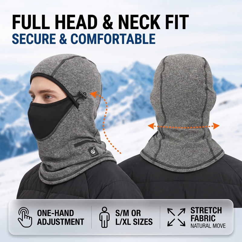 Load image into Gallery viewer, SNOW DEER Heated Ski Mask Balaclava, Electric Windproof Thermal Fleece Heated Face Mask with 3 Heat Levels, 7.4V Rechargeable Heated Balaclava for Skiing Cycling Hiking Snowmobile Winter Outdoor
