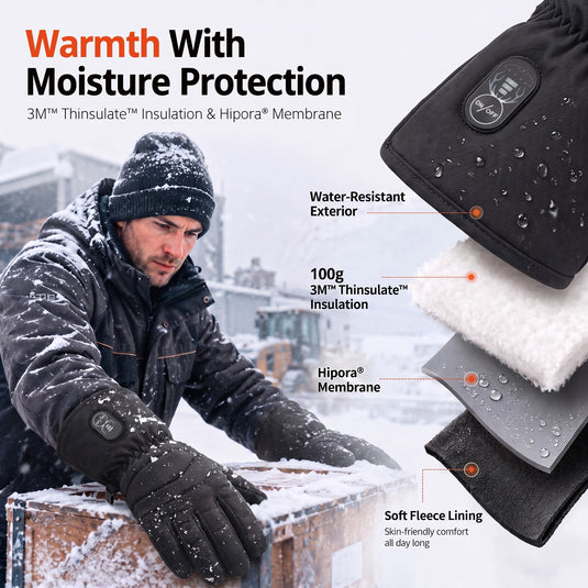 SNOW DEER Heated Work Gloves for Men Women,7.4V Rechargeable Electric Gloves,3M Thinsulate,Touch Screen Waterproof for Construction Warehouse Cycling Winter Outdoor Work
