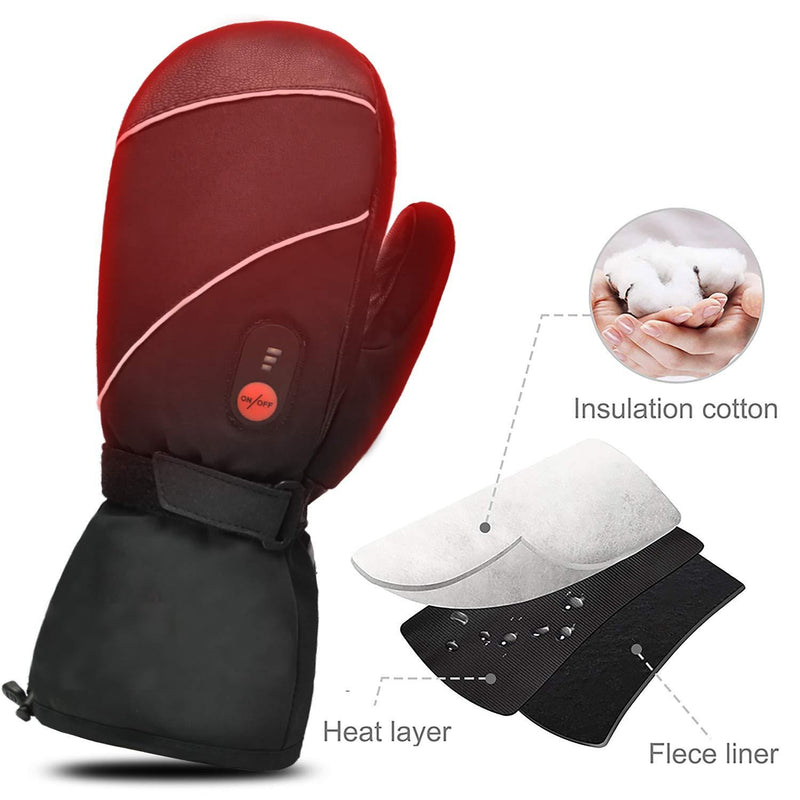 Load image into Gallery viewer, SNOW DEER Heated Gloves Battery Heat Motorcycle Gloves Goat-skin Leather 3 Gears Wamer Control Waterproof Electric Heated Mittens
