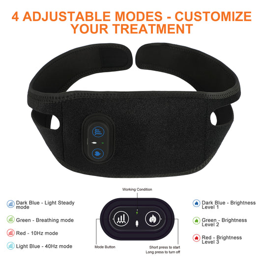 SNOW DEER Red Light Wellness Neck Belt – 850nm Near-Infrared & 660nm Red Light Wearable Wrap for Chin, Neck, Wrist, Leg & Hand, Portable with Timer