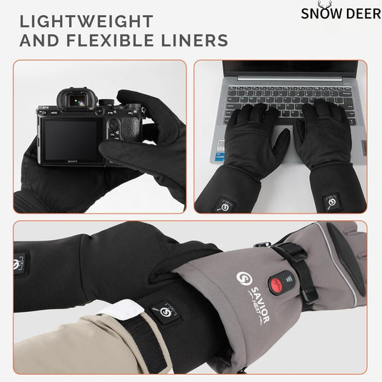 Snow Deer Heated Gloves Mittens for Men Women Supreme Feel Rechargeable Electric Battery Ski Snowboarding Hiking Cycling Hunting Gloves Hand Warmer Gift Idea