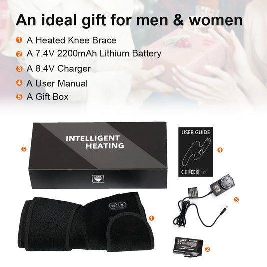 Snow Deer Heated Knee Brace Wrap 3 Adjustable 7.4V 2200mAh Lithium Battery Vibration Knee Massager with Heating Pad for Knee Pain Join Pain Relief