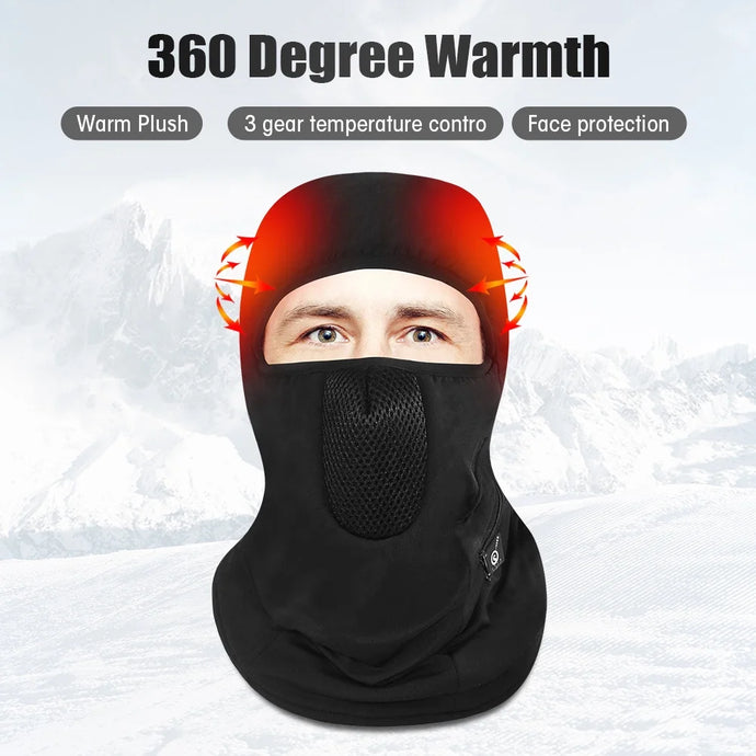 Snow Deer Riding Heating Face Mask Men Women Winter Thermal Windproof Rechargeable Battery Motorcycle Outdoor Sports Heated Mask Head Cover Scarf