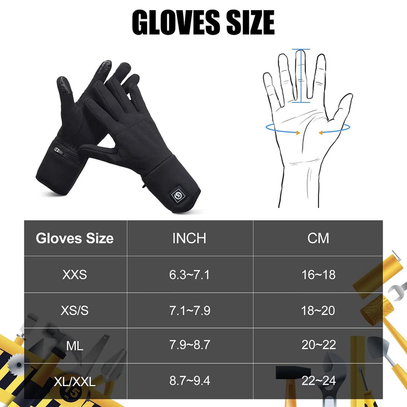 Load image into Gallery viewer, Snow Deer Heated Gloves, Battery Electric Heated Glove Liners for Men Women Ultra-Thin Hand Warmers Rechargeable Touchscreen Winter Gloves for Hiking Ski Riding Cycling, Black
