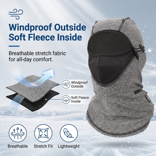 SNOW DEER Heated Ski Mask Balaclava, Electric Windproof Thermal Fleece Heated Face Mask with 3 Heat Levels, 7.4V Rechargeable Heated Balaclava for Skiing Cycling Hiking Snowmobile Winter Outdoor