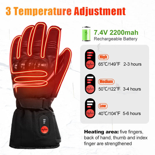Snow Deer Heated Gloves for Men Women Rechargeable Electric Heated Gloves Heated Skiing Glove for Snowboarding Motocycle Gloves