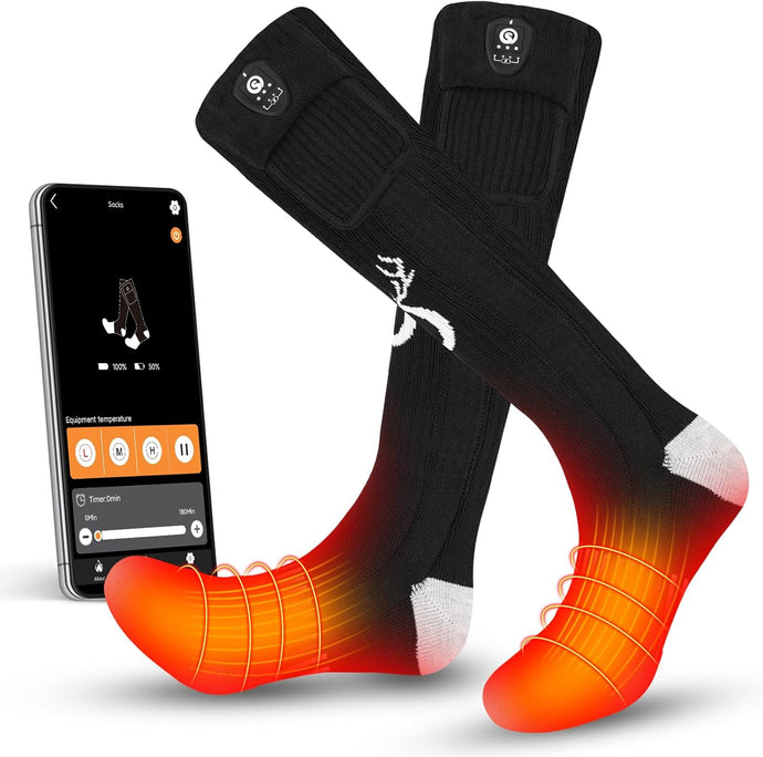 SNOW DEER Heated Socks for Men Women, App Control Rechargeable Electric Heating Warm Sock