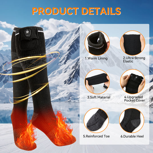 SNOW DEER Heated Socks, APP Control Electric Heated Socks for Men Women, Rechargeable Battery Powered Warm Socks, Washable Thermal Socks Foot Warmer for Winter Hunting Skiing Hiking Camping