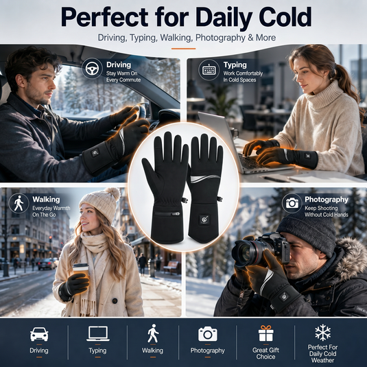 SNOW DEER Heated Glove Liners for Men Women, 7.4V Rechargeable Thin Electric Thermal Gloves for Winter Commute Typing Driving Walking Dog Walking