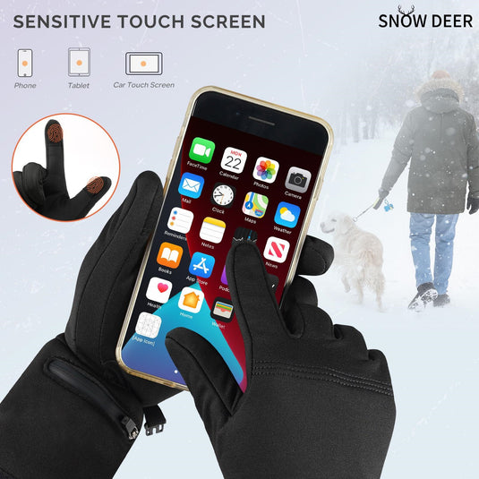 Snow Deer Heated Glove Liners for Men Women,Rechargeable Electric Battery Heating Riding Ski Snowboarding Hiking Cycling Hunting Thin Gloves Hand Warmer Arthritis&Raynaud's