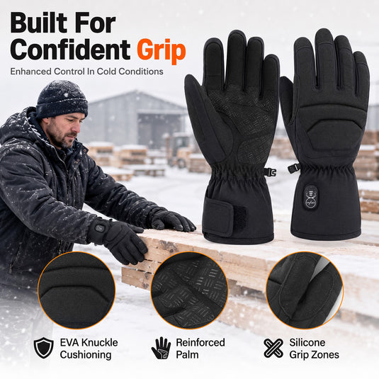 SNOW DEER Heated Work Gloves for Men Women,7.4V Rechargeable Electric Gloves,3M Thinsulate,Touch Screen Waterproof for Construction Warehouse Cycling Winter Outdoor Work