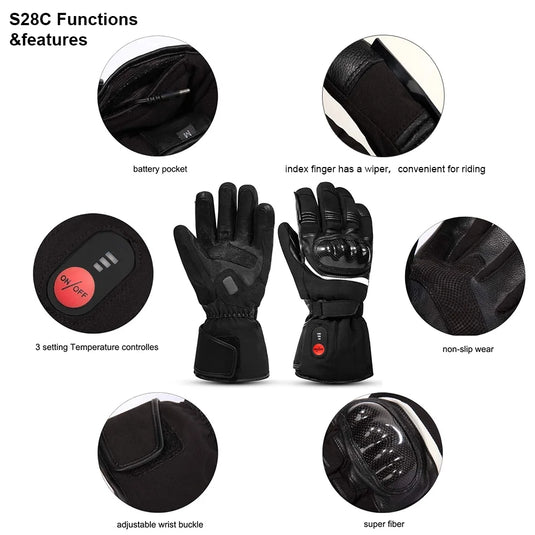 Snow Deer Heated Gloves for Men Women Rechargeable Electric Heated Gloves Heated Skiing Glove for Snowboarding Motocycle Gloves