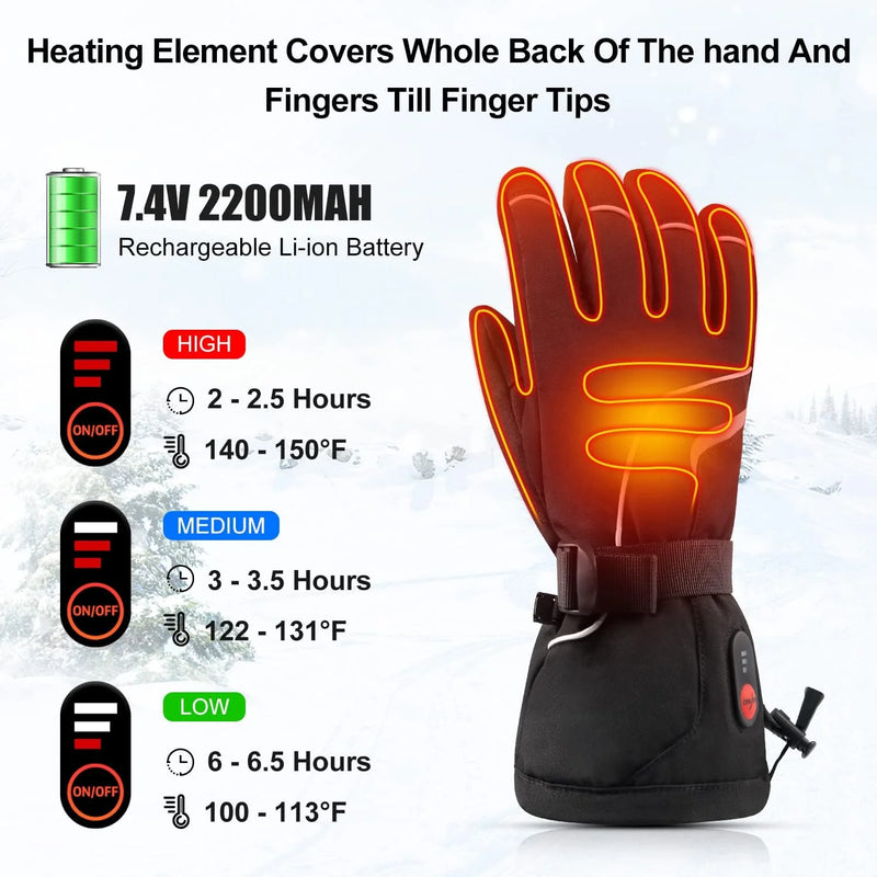 Load image into Gallery viewer, SNOW DEER Heated Gloves for Men Women - Electric Rechargeable Battery Heated Motorcycle Gloves,Winter Waterproof Warm Gloves Skiing Snowmobile Hands Gloves Best Gift
